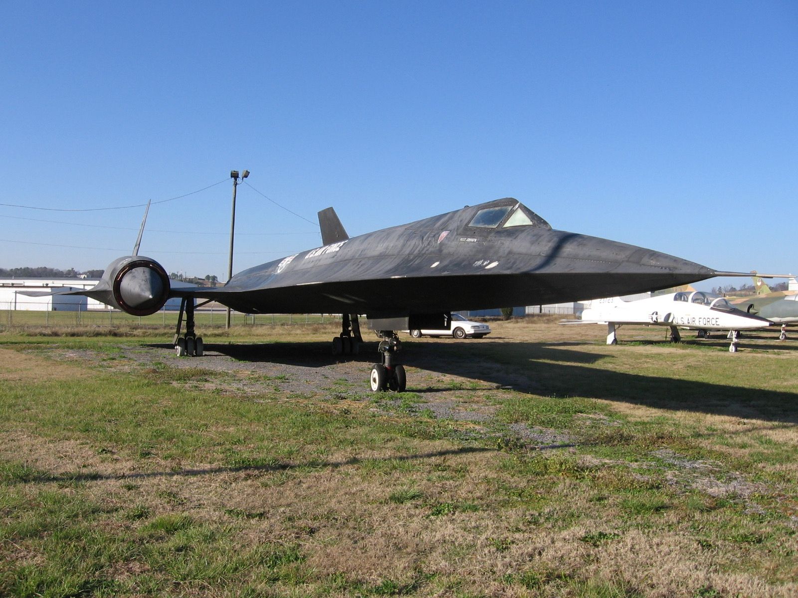 A-12 60-6937 on outdoor display at the Southern Museum of Flight, Birmingham, Alabama, in December 2006, with a T-38 behind it.