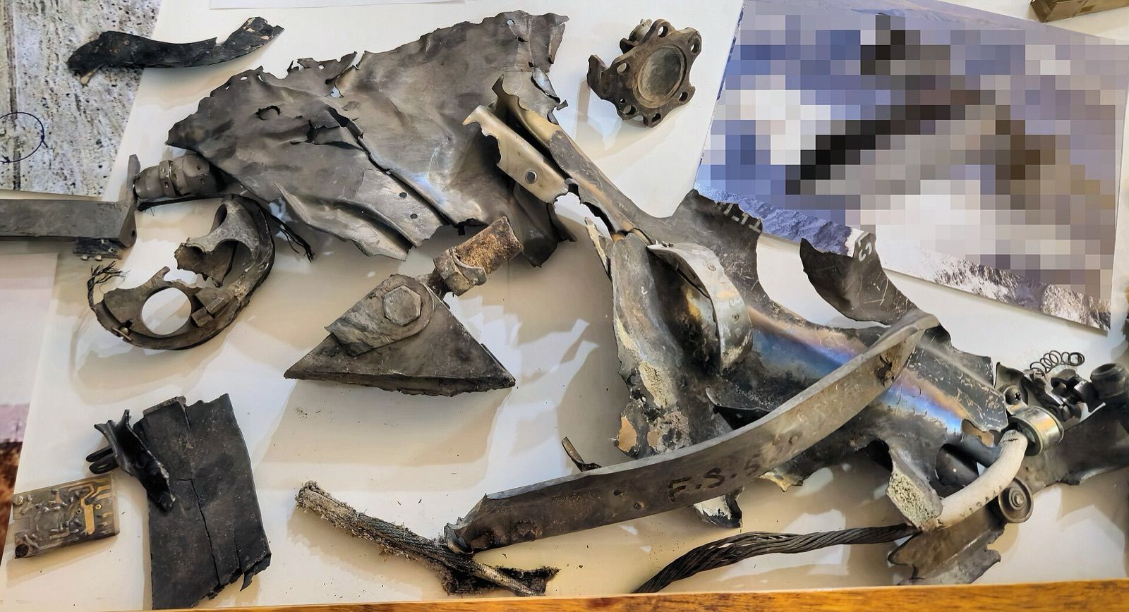 Debris from SR-71A 61-7953, which crashed near Shoshone, California, on 18 December 1969, on display at the Shoshone Museum in February 2025.