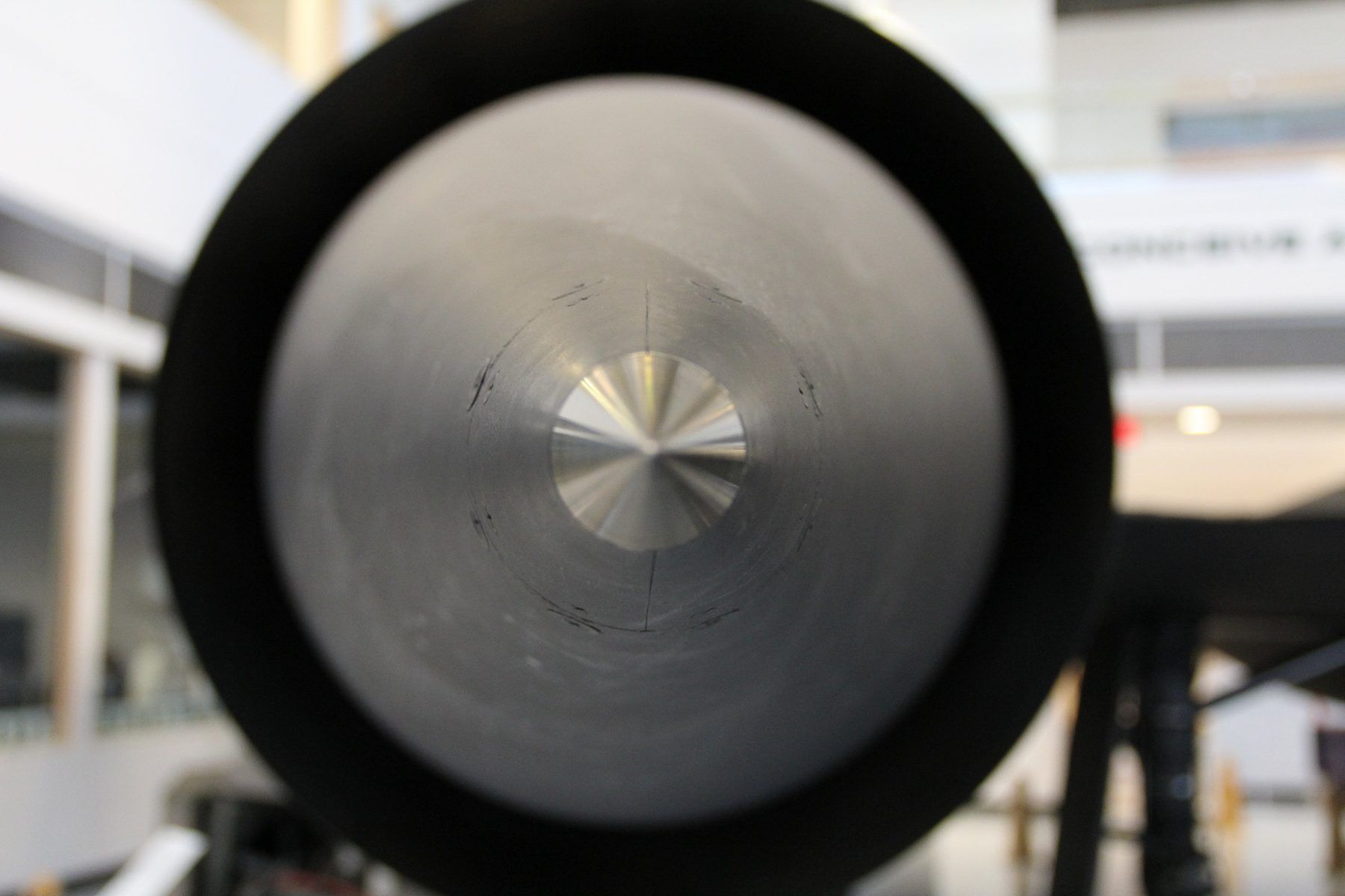 Looking into the left inlet of SR-71A 61-7971 at the Evergreen Aviation & Space Museum.